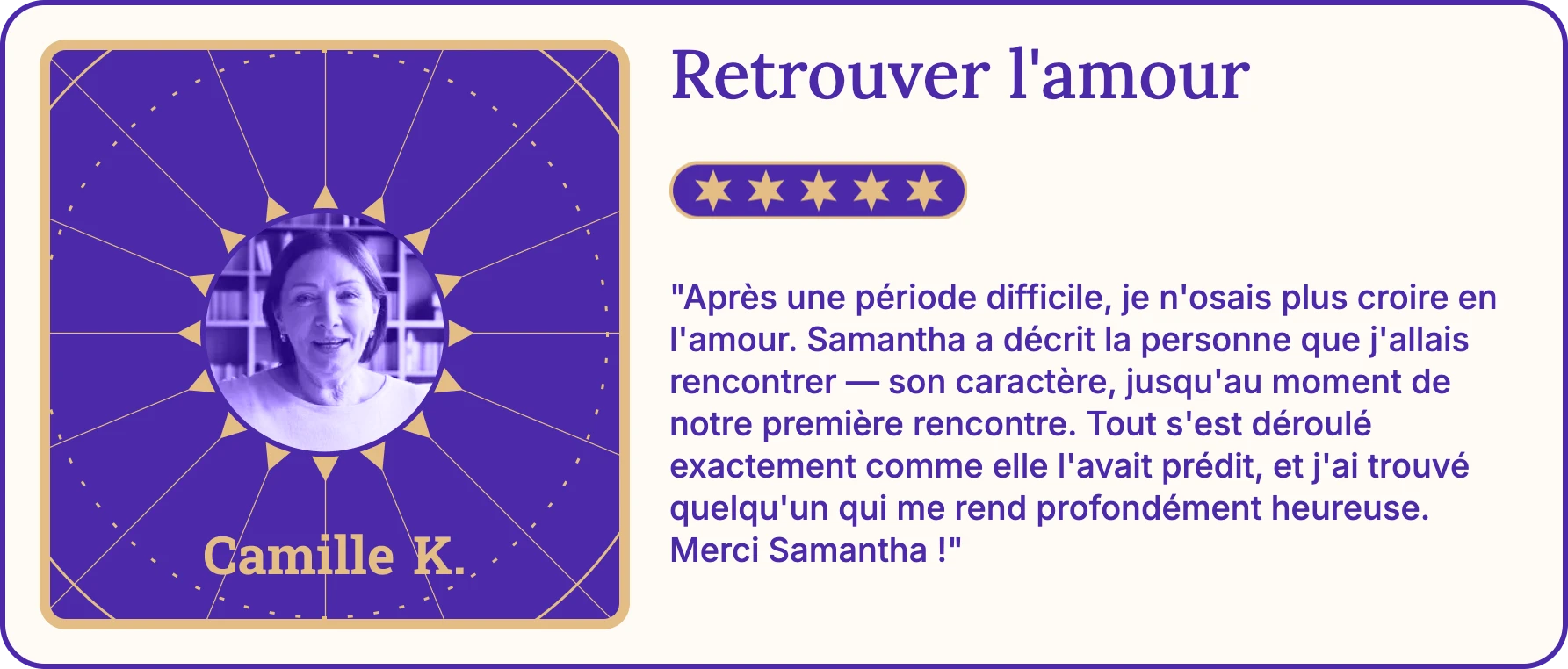 Cliente satisfaite d'AstroNow 3 après une consultation de voyance