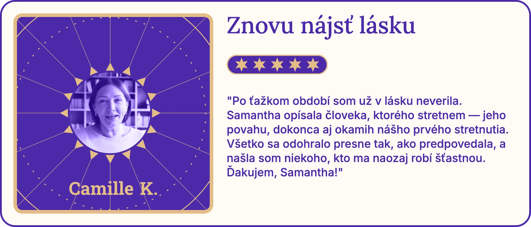 Spokojná klientka AstroNow 3 po veštbnej konzultácii